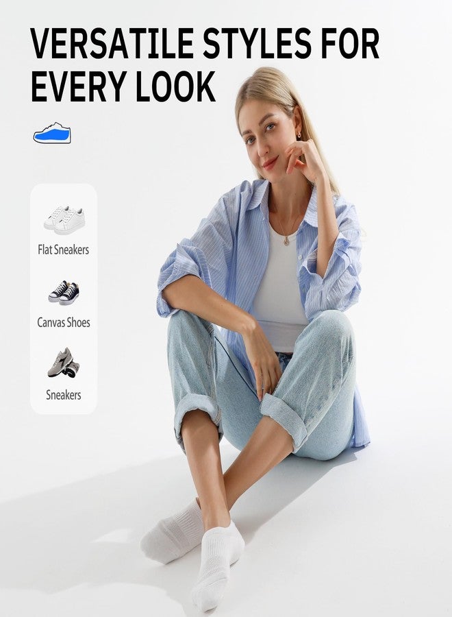CLOSEMATE No Show Ankle Socks for Women Cushioned Low Cut Non Slip with Silicone Grips 6 Pairs(6White, Size S) - Image 5
